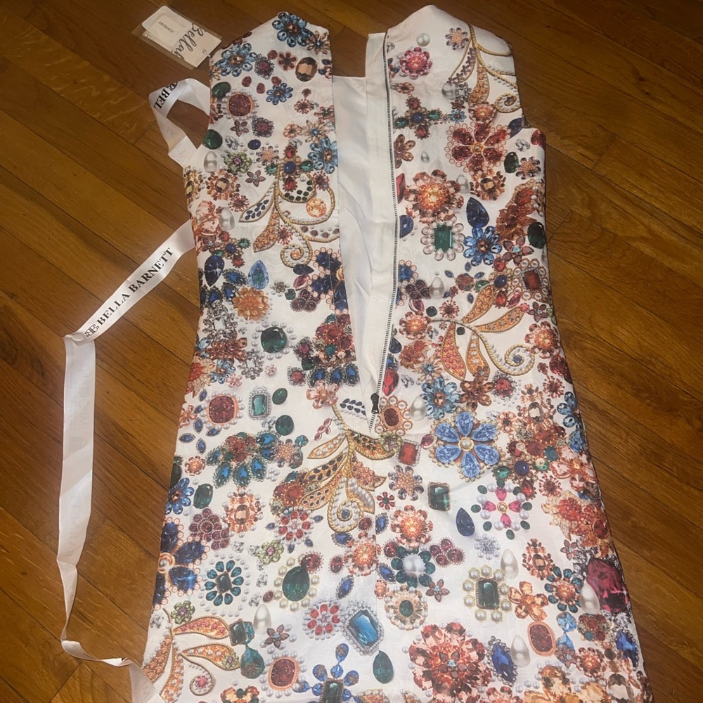 Bella Barnett NWT Gio Diamante Mini Dress Colorful Gemstones XS-needs New Zipper - Picture 7 of 8